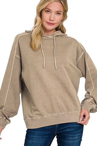 Garden Naked French Terry Pigment Dye & Enzyme Washing Hoodie - Mocha | Blanks for HTV or DTF Transfers Physical Garden Naked Apparel MOCHA S 