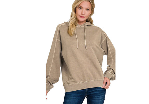 Garden Naked French Terry Pigment Dye & Enzyme Washing Hoodie - Mocha | Blanks for HTV or DTF Transfers Physical Garden Naked Apparel 