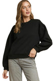 Garden Naked Round Neck Sweatshirt with Pleated Detail - Black | Blanks for HTV or Heat Transfer