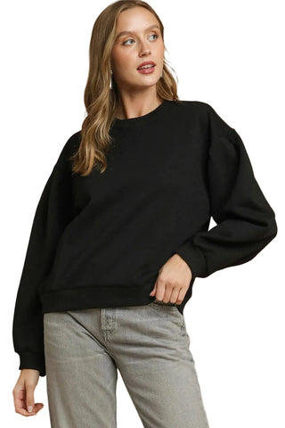 Garden Naked Round Neck Sweatshirt with Pleated Detail - Black | Blanks for HTV or Heat Transfer Physical Garden Naked Apparel Black XS 