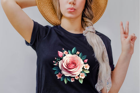 Garden Rose Paper Flower Sublimation Clipart Bundle Sublimation SVGArt 