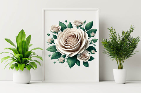 Garden Rose Paper Flower Sublimation Clipart Bundle Sublimation SVGArt 