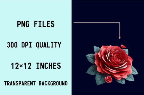 Garden Rose Paper Flower Sublimation Clipart Bundle Sublimation SVGArt 