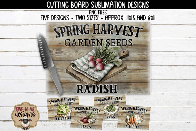 Garden Seed Rectangle Cutting Board Bundle - 5 PNG Designs Sublimation Ewe-N-Me Designs 