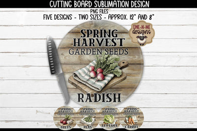 Garden Seed Round Cutting Board Bundle - 5 PNG Designs Sublimation Ewe-N-Me Designs 