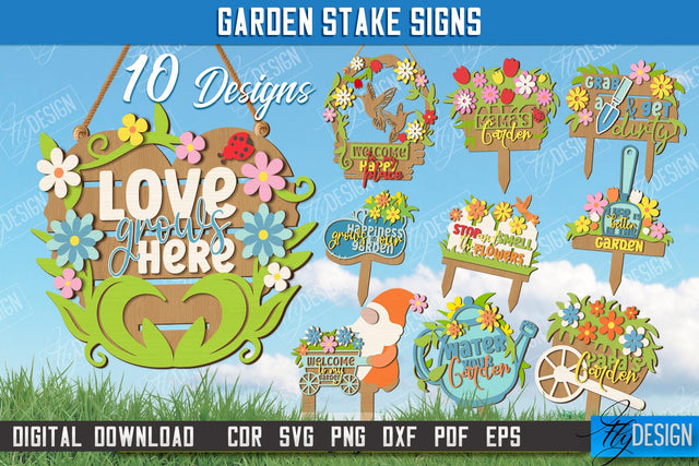 Garden Stake Signs Bundle | Plant Stakes | Plant Marker | Lawn Stake | CNC Files SVG Fly Design 
