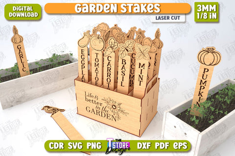 Garden Stakes Bundle | Garden Decoration | Lawn Stakes | Plant Markers | CNC Files SVG The T Store Design 