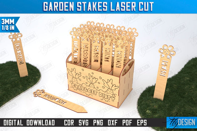 Garden Stakes Set | Garden Decoration | Lawn Stake | Plant Marker | CNC File SVG Fly Design 