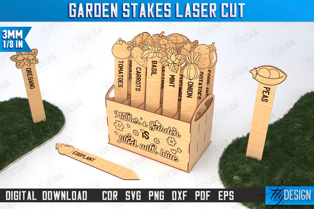 Garden Stakes Set | Garden Decoration | Lawn Stake | Plant Marker | CNC File SVG Fly Design 