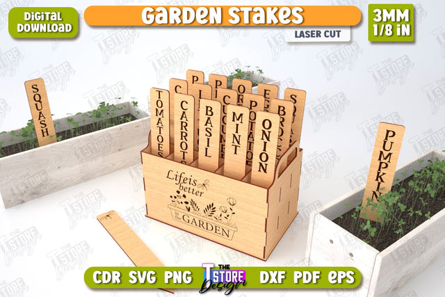 Garden Stakes Set | Garden Decoration | Lawn Stake | Plant Marker | CNC File SVG The T Store Design 