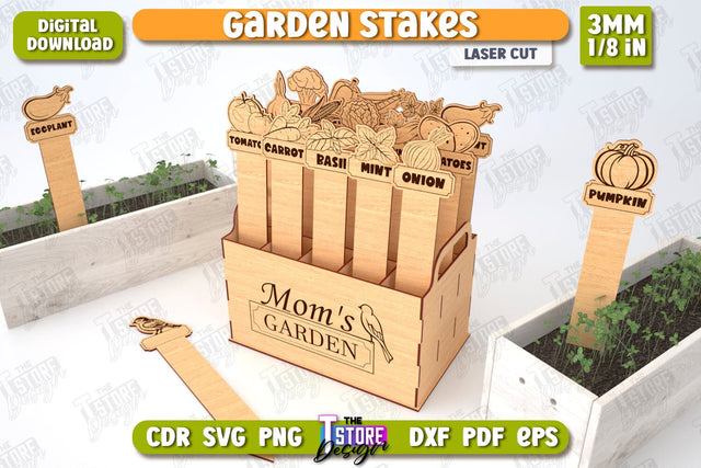 Garden Stakes Set | Garden Decoration | Lawn Stake | Plant Marker | CNC File SVG The T Store Design 