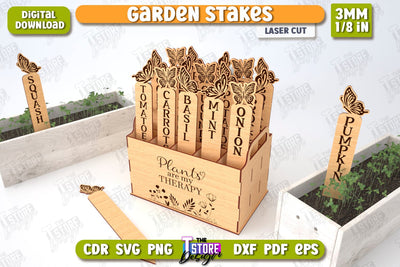 Garden Stakes Set | Garden Decoration | Lawn Stake | Plant Marker | CNC File SVG The T Store Design 