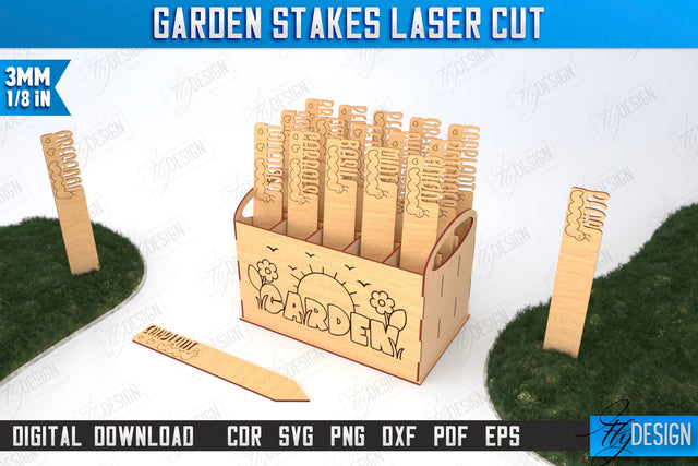 Garden Stakes Set Laser Cut | Garden Decoration | Lawn Stake | Plant Marker | CNC File SVG Fly Design 