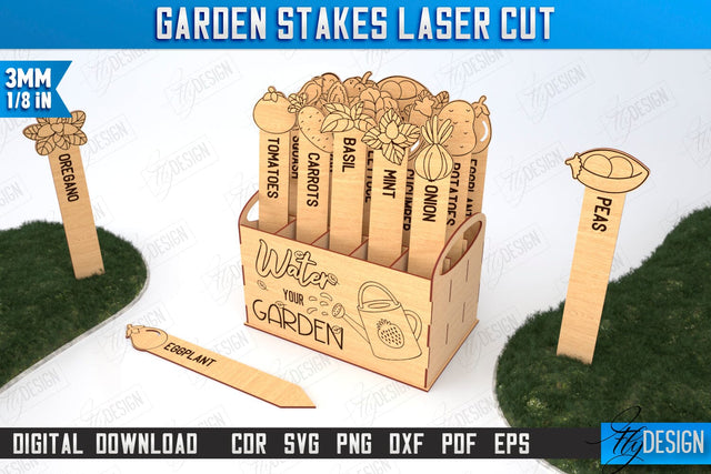 Garden Stakes Set Laser Cut | Garden Decoration | Lawn Stake | Plant Marker | CNC File SVG Fly Design 