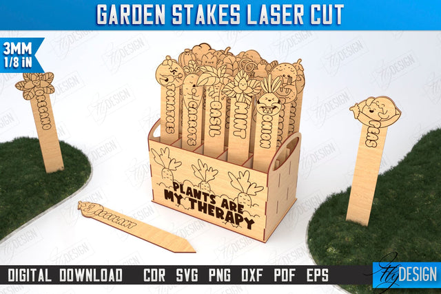 Garden Stakes Set Laser Cut | Garden Decoration | Lawn Stake | Plant Marker | CNC File SVG Fly Design 