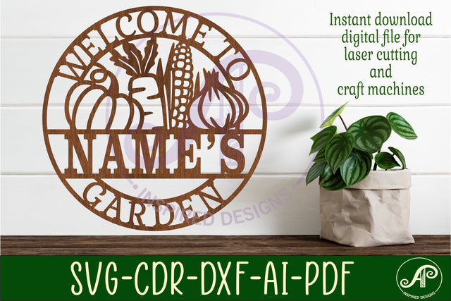 Garden vegetables sign svg laser cut template SVG APInspireddesigns 