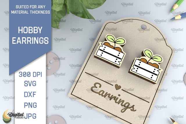 Gardener Earrings Laser Cut Design. Hobby Earrings SVG SVG Evgenyia Guschina 