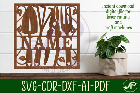 Gardener square name sign svg laser SVG APInspireddesigns 