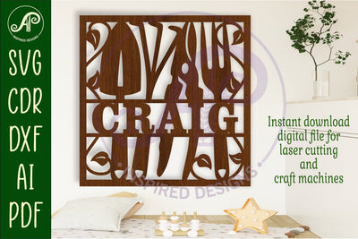 Gardener square name sign svg laser SVG APInspireddesigns 