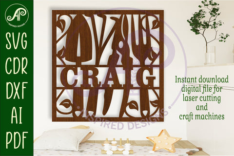 Gardener square name sign svg laser SVG APInspireddesigns 