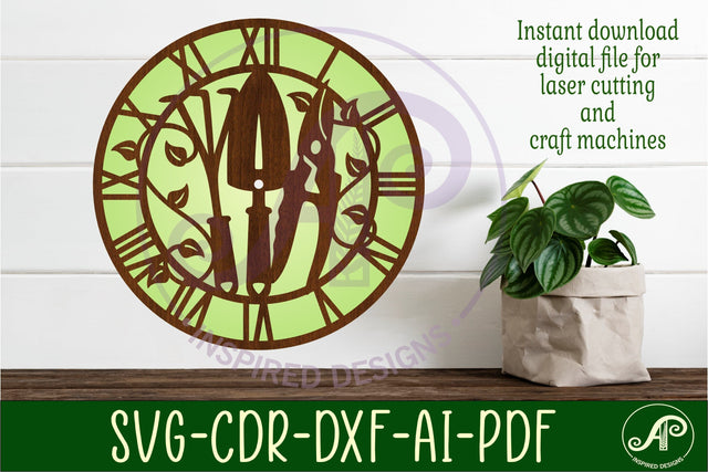 Gardeners wall clock laser cut files, SVG SVG APInspireddesigns 