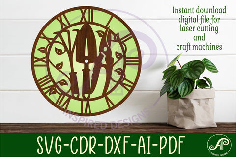 Gardeners wall clock laser cut files, SVG SVG APInspireddesigns 