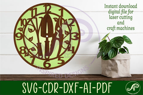 Gardeners wall clock laser cut files, SVG SVG APInspireddesigns 