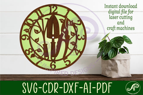 Gardeners wall clock laser cut files, SVG SVG APInspireddesigns 