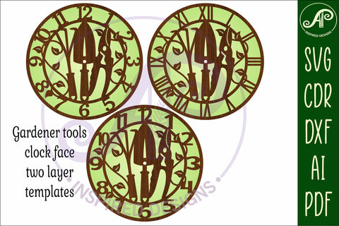 Gardeners wall clock laser cut files, SVG SVG APInspireddesigns 
