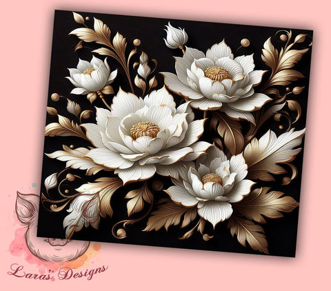 Gardenia Flower Tumbler Wrap, 3D Floral Design, 20oz Sublimation Wrap, Botanical Tumbler Art, Digital Download Tumbler, Flower Drinkware, Unique Tumbler Design Sublimation Lara' s Designs 