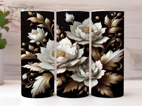 Gardenia Flower Tumbler Wrap, 3D Floral Design, 20oz Sublimation Wrap, Botanical Tumbler Art, Digital Download Tumbler, Flower Drinkware, Unique Tumbler Design Sublimation Lara' s Designs 