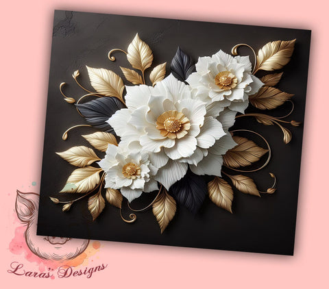 Gardenia Flower Tumbler Wrap, 3D Floral Design, 20oz Sublimation Wrap, Botanical Tumbler Art, Digital Download Tumbler, Flower Drinkware, Unique Tumbler Design Sublimation Lara' s Designs 