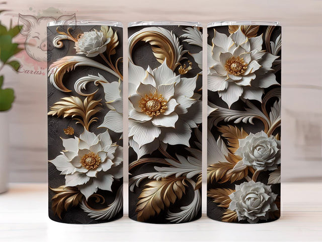 Gardenia Flower Tumbler Wrap, 3D Floral Design, 20oz Sublimation Wrap, Botanical Tumbler Art, Digital Download Tumbler, Flower Drinkware, Unique Tumbler Design Sublimation Lara' s Designs 