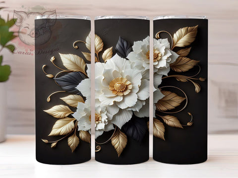 Gardenia Flower Tumbler Wrap, 3D Floral Design, 20oz Sublimation Wrap, Botanical Tumbler Art, Digital Download Tumbler, Flower Drinkware, Unique Tumbler Design Sublimation Lara' s Designs 