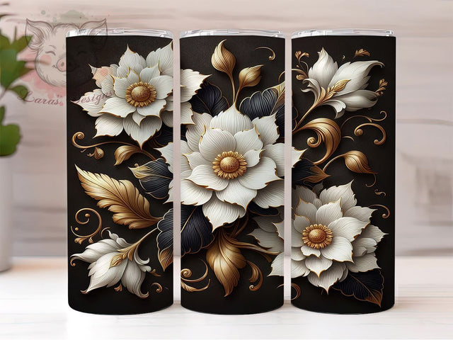Gardenia Flower Tumbler Wrap, 3D Floral Design, 20oz Sublimation Wrap, Botanical Tumbler Art, Digital Download Tumbler, Flower Drinkware, Unique Tumbler Design Sublimation Lara' s Designs 