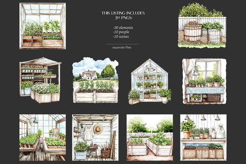 Gardening Clipart | Spring Summer Clip Art | Garden PNG Girl SVG GlamArtZhanna 