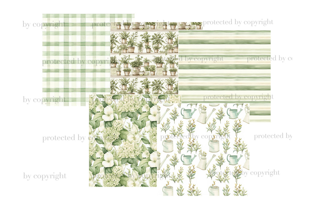Gardening Digital Paper | Garden Seamless Pattern - So Fontsy
