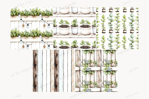 Gardening Digital Paper | Spring Summer Seamless Pattern Digital Pattern GlamArtZhanna 