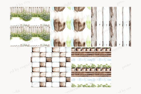 Gardening Digital Paper | Spring Summer Seamless Pattern Digital Pattern GlamArtZhanna 