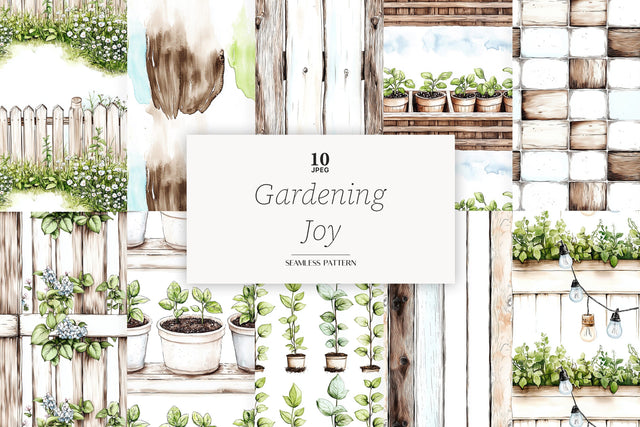 Gardening Digital Paper | Spring Summer Seamless Pattern Digital Pattern GlamArtZhanna 