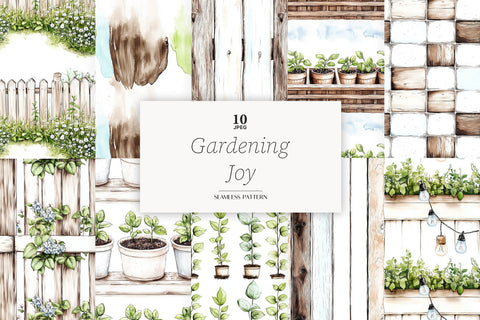 Gardening Digital Paper | Spring Summer Seamless Pattern Digital Pattern GlamArtZhanna 