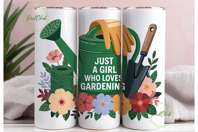 Gardening Girl 20oz Tumbler Wrap Sublimation PixelChick 