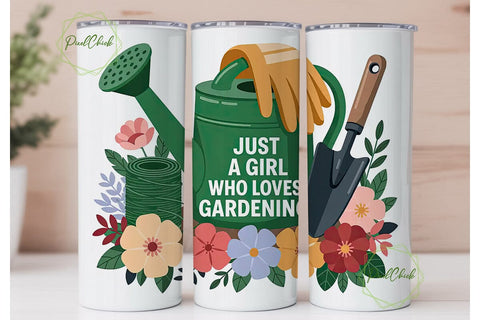 Gardening Girl 20oz Tumbler Wrap Sublimation PixelChick 