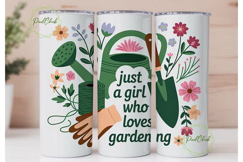Gardening Girl 20oz Tumbler Wrap Sublimation PixelChick 