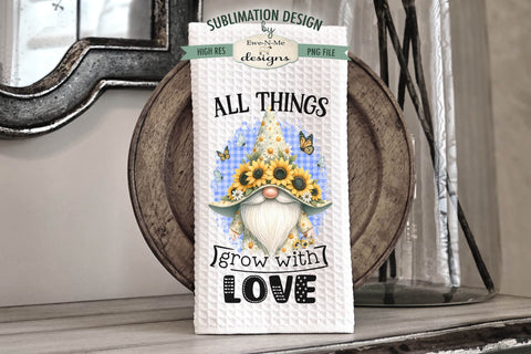 Gardening Gnomes Sublimation Kitchen Towel Designs Sublimation Ewe-N-Me Designs 