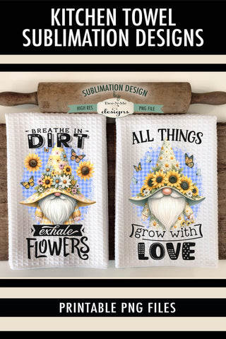 Gardening Gnomes Sublimation Kitchen Towel Designs Sublimation Ewe-N-Me Designs 