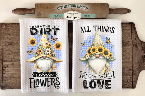Gardening Gnomes Sublimation Kitchen Towel Designs Sublimation Ewe-N-Me Designs 
