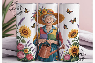 Gardening Grandma 20oz Tumbler Wrap Sublimation sassyprint 