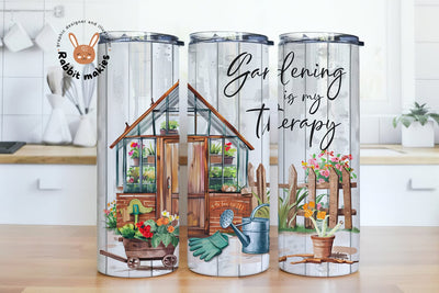 Gardening Is My Therapy 20oz Skinny Tumbler Design, Gardening Tumbler Wrap, Plant Lady Png, Plant Lovers Gift, PNG Files Digital Download Sublimation Rabbitmakies 