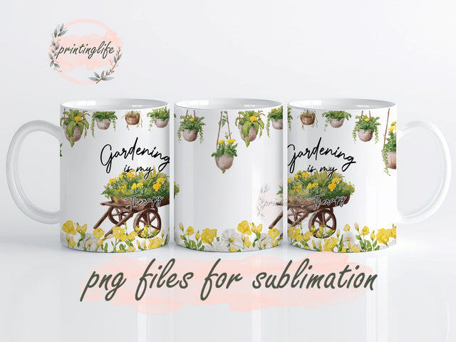 Gardening Is My Therapy Breath Dragonfly Mug Wrap Design, Instant Digital Design Download Mug Wrap Design, Mug Design PNG Sublimation PrintingLife 
